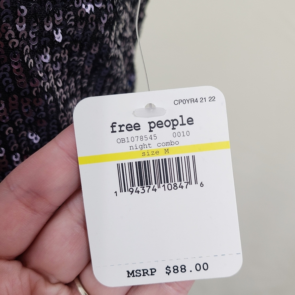 SOLD Free People Gold Rush mini dress black sequin med - Picture 6 of 6